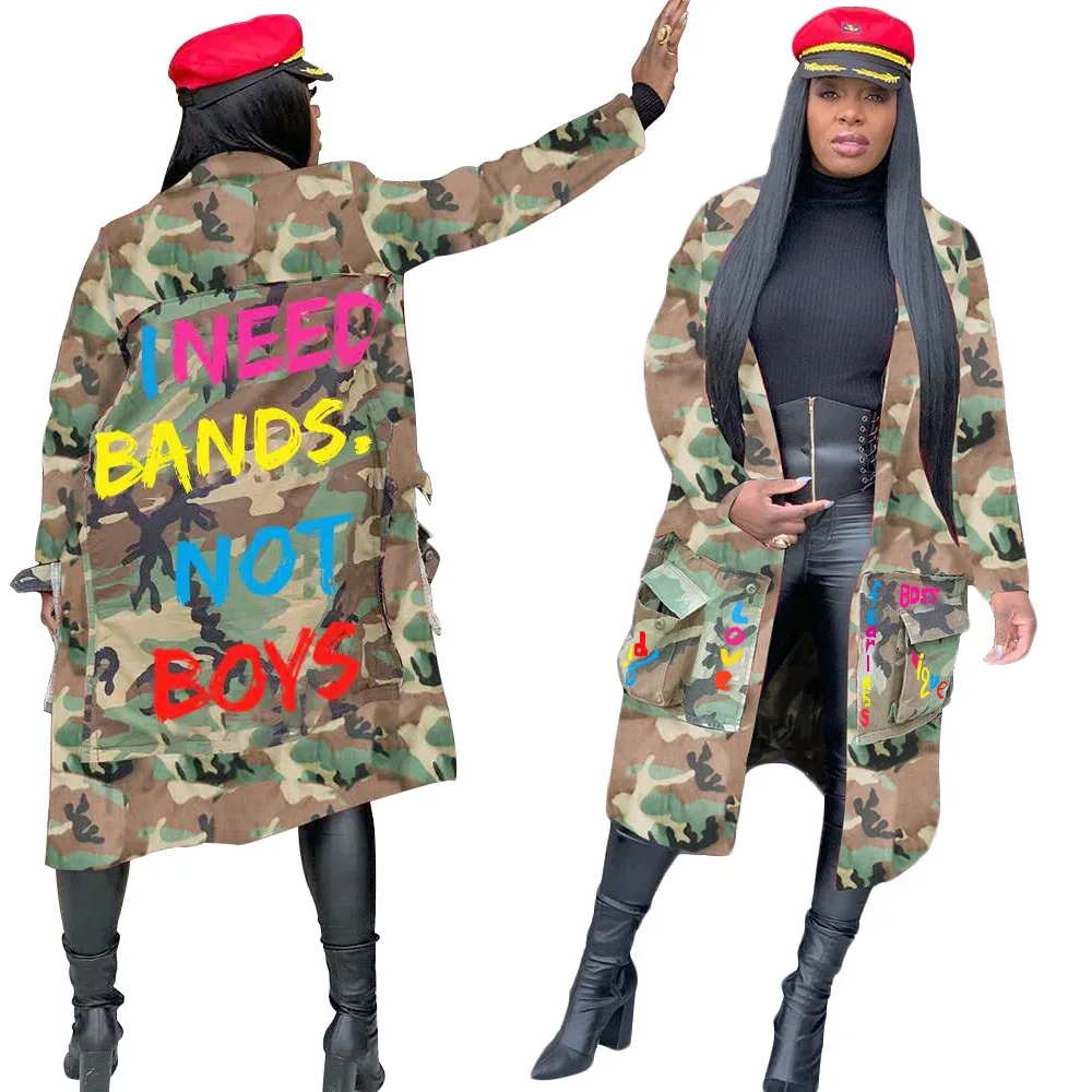 womens camo trench coat