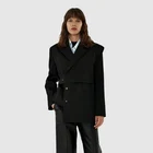 Suit For Fashion Loose Black Striped Formal Office Long Sleeves Suit Waistcoat 2 Pieces Set Blazer For Women