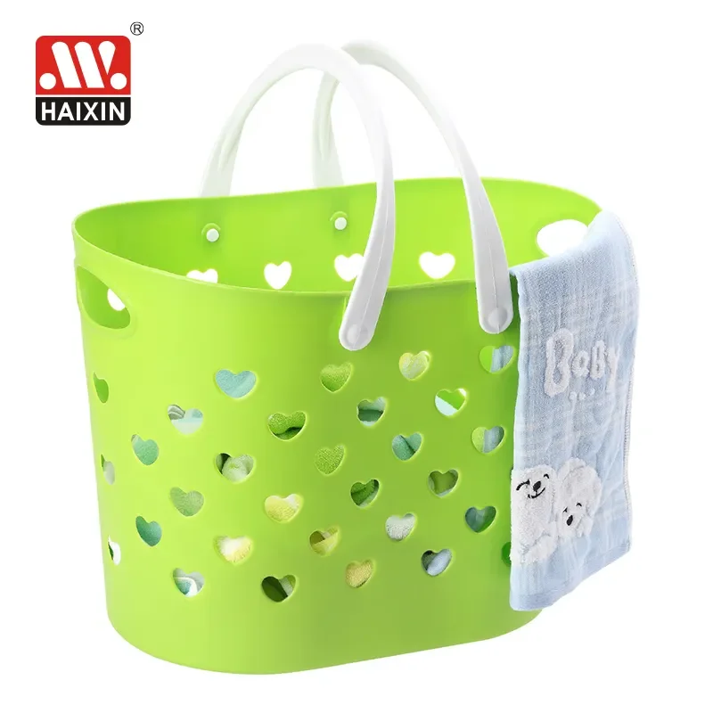 30L China Wholesale Home Colorful Collapsible Dirty Clothes Storage Plastic PE Laundry Baskets With Handle