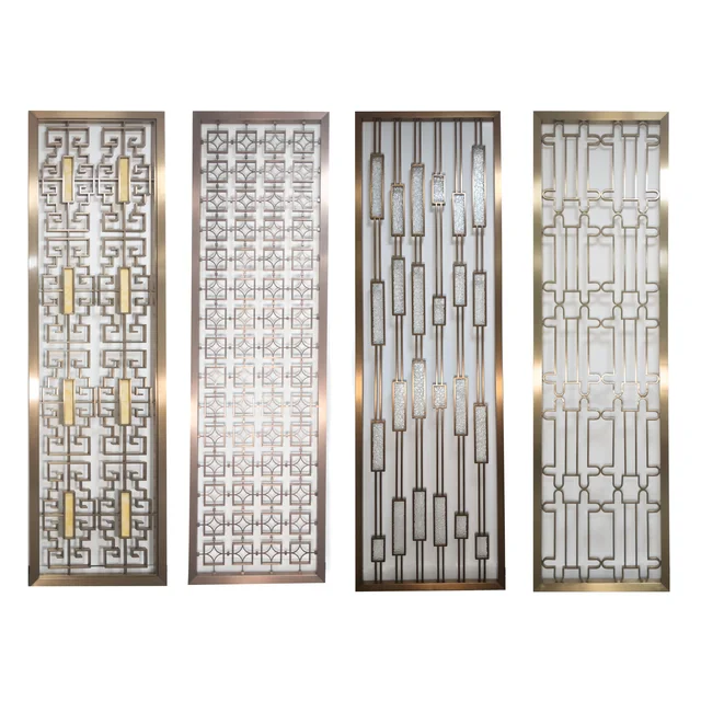 Stainless Steel Screen Laser Cut Metal Room Divider 3D Pattern Gold Room Partition