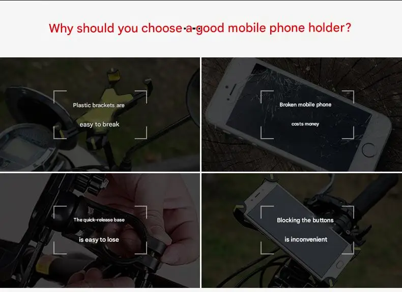 High Stability Aluminum Alloy Bike Mount Bike Mount Brackets Motorcycle Cell Phone Holder Rack