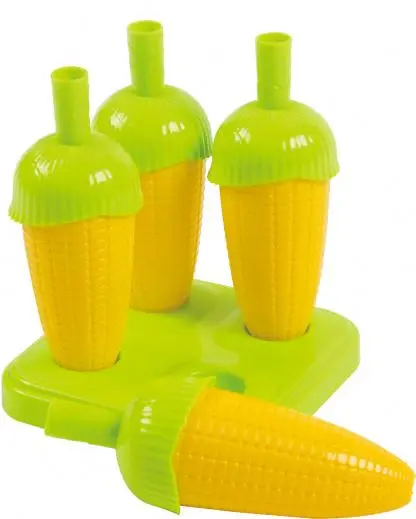 Kid's DIY Corn shape ice lolly mold set  4 pcs ice mold with tray