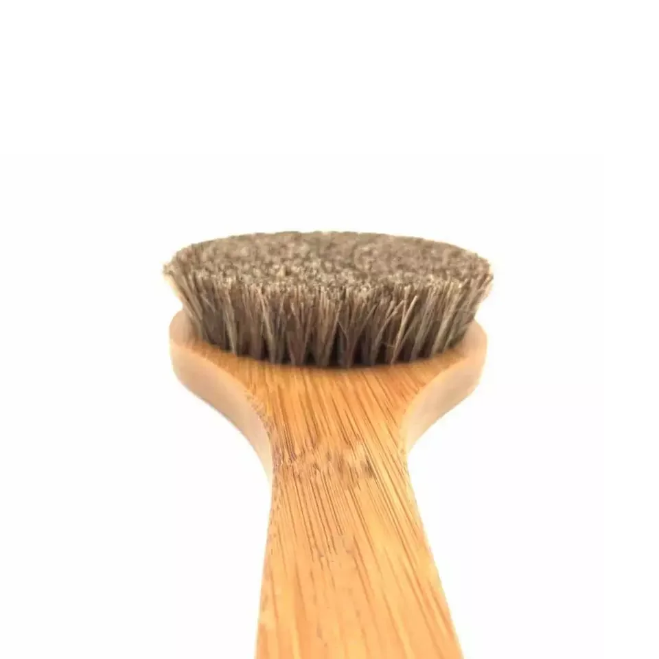 Bamboo Long Handle Body Back Brush Body Exfoliating Scrubber Shower Brushes Soft Horse Hair Bristles