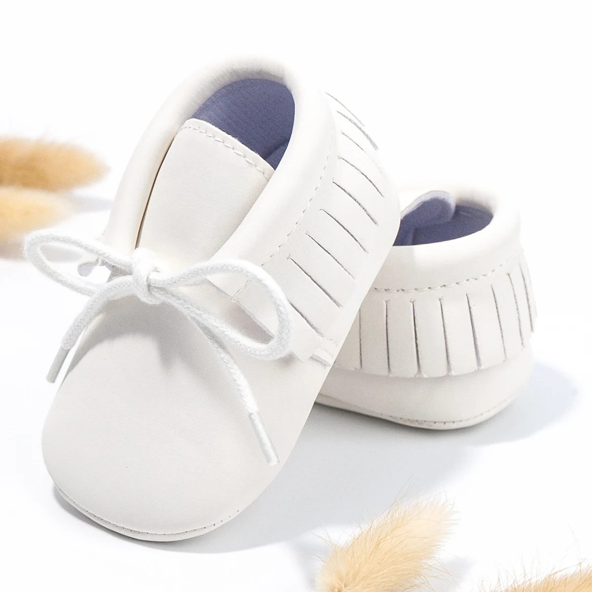 2023 Fashion Handmade Solid Color PU Leather Loddler Shoes Soft Sole Baby Boy Moccasins Casual Baby Shoes