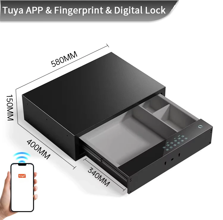 product ceqsafe smart wardrobe accessories fashion safe box drawer fingerprint safe box big led display fingerprint safe box for home-6