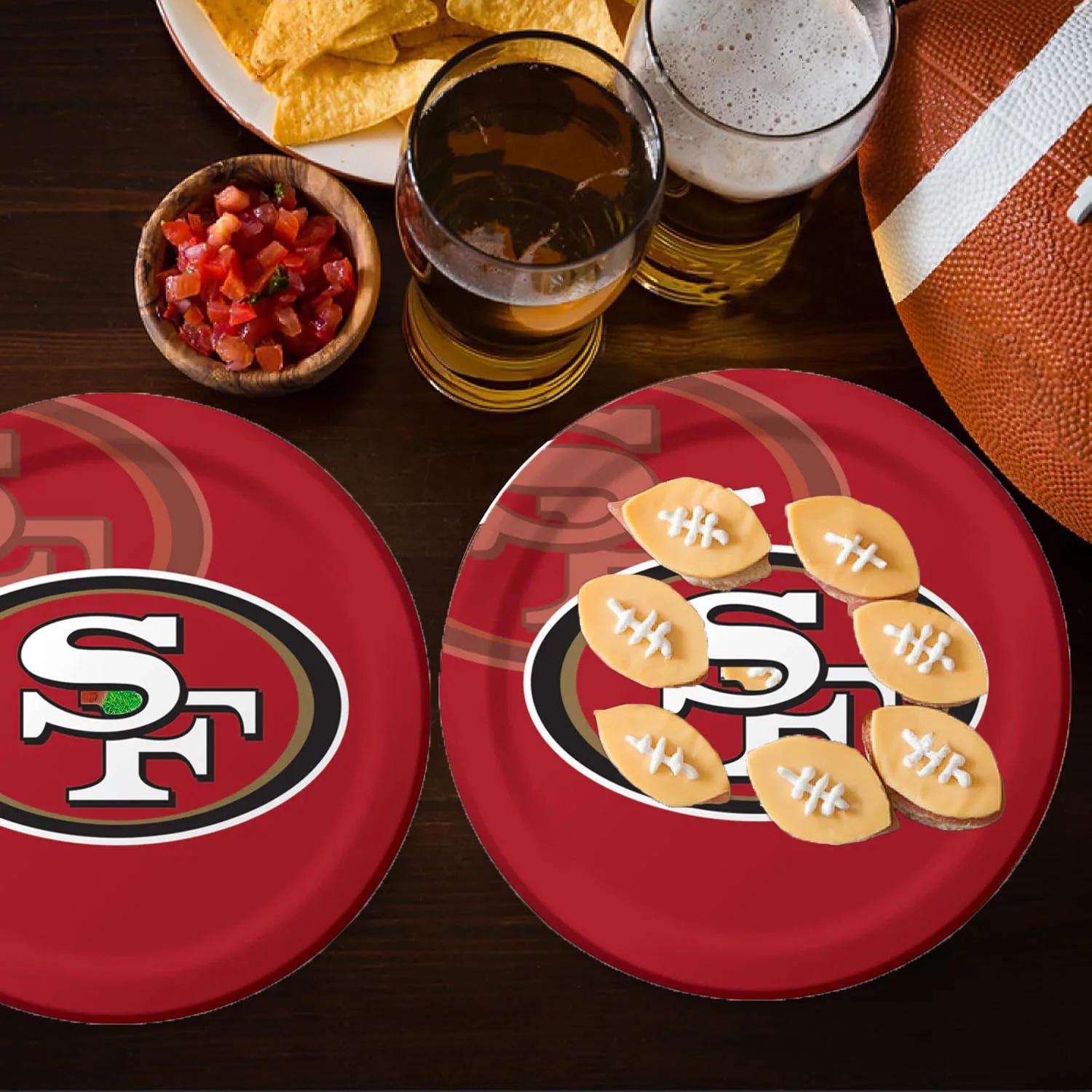 Customized SF Team Football Party Tableware Set Disposable Paper Plates Disposable Paper Napkins Disposable Cutlery 82pcs/set