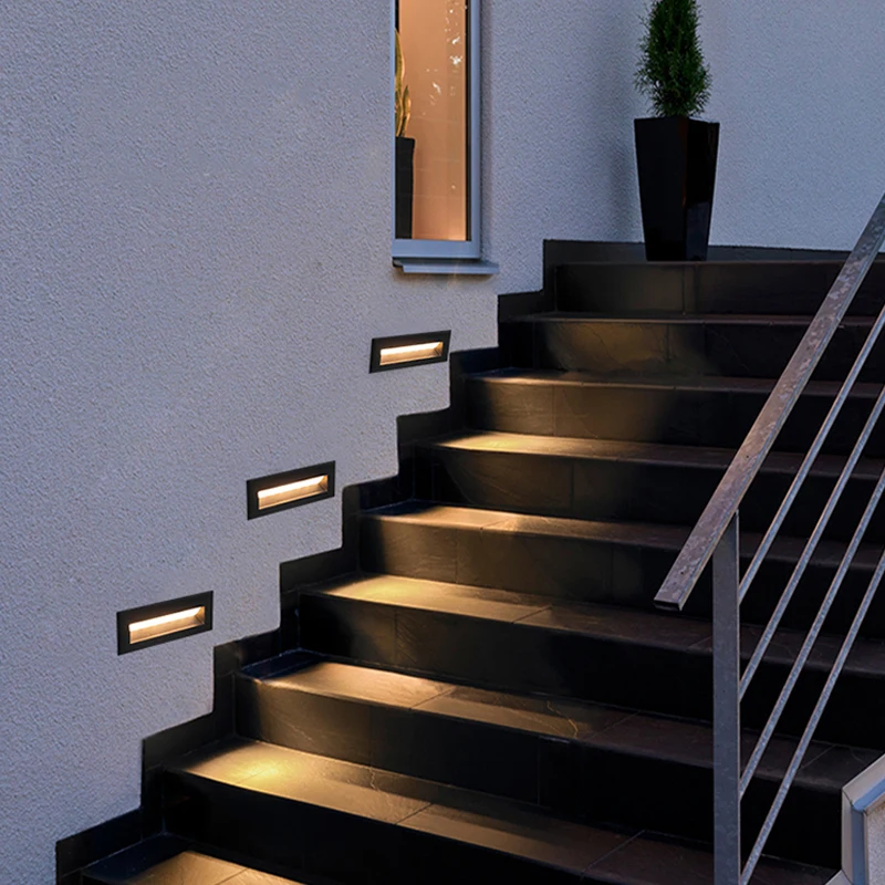 3W LED Recessed Stair Light Aluminum Stairway Step Wall Corner Lamp Waterproof 
