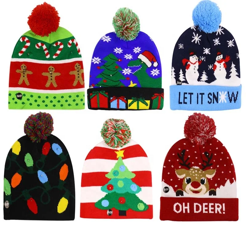 Buy Xmas Christmas Beanie,Led Knitted 