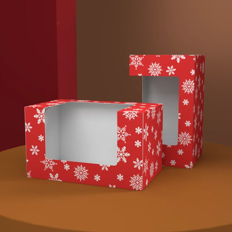 product customized christmas cake boxes festive square with clear window choose size quantity-6