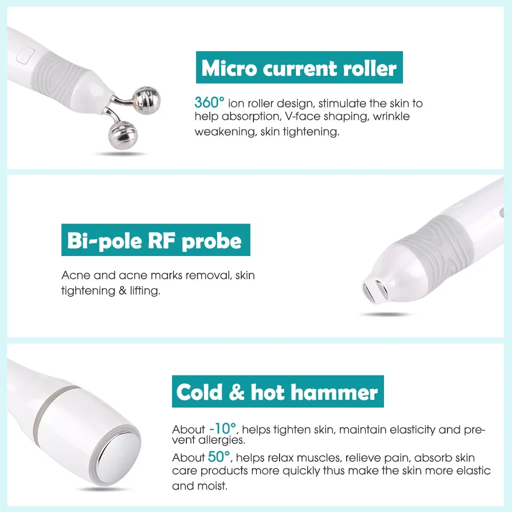 6 In 1 Hydrogen Oxygen Bubble Facial Beauty Machine Portable H2O2 Heating Bubble