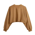 Custom Cotton Pullover Sweatshirts Printed Logo Crop Top Hoodies Women Apparel Clothing