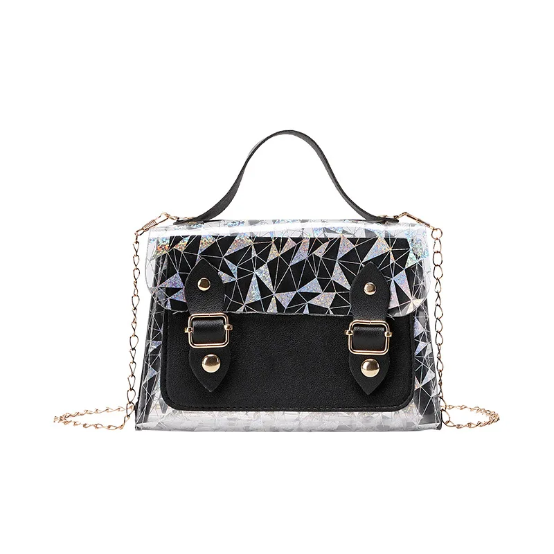 Fashion Luxury designer women shoulder bags ladies Chain casual transparent leather PVC messenger handbag