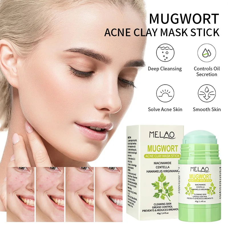Private Label Skin Care Pore Clay Mask Acne Mask Stick Deep Cleansing Sensitive Skin Calming Anti Redness Mugwort Mask Stick