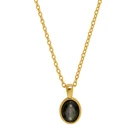 Necklace For Hyacinth Minimalist Style Stylish Black Geometric Oval Pendant Necklace For Women