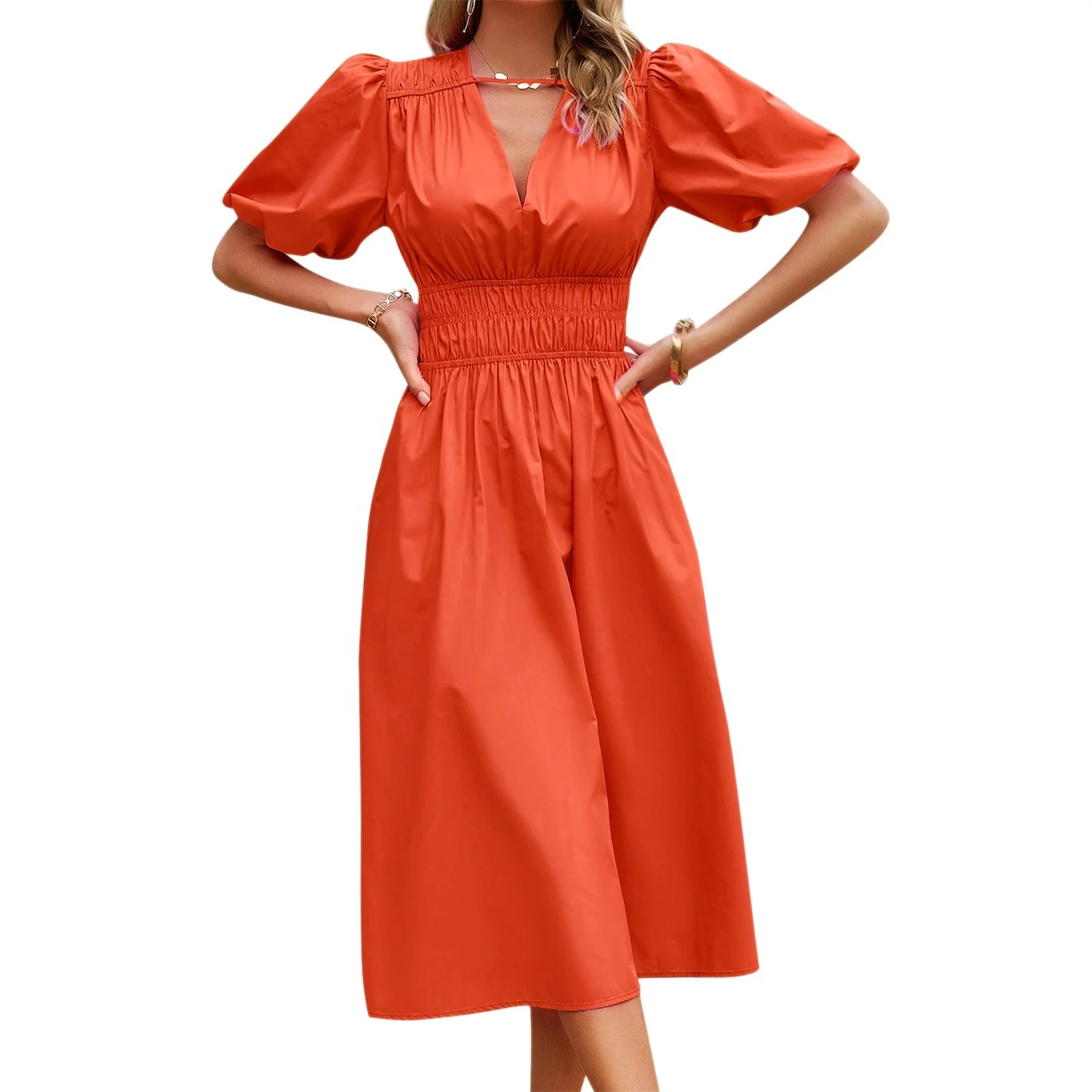 YingTang Custom Women Summer Casual Fashion Dress Elegant Dress Code Elegant Short Sleeve Dress OEM/ODM
