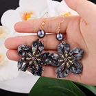 Pearl Wholesale Green Pearl Flower Vintage Dropship Acetate Acrylic Earrings Polynesian Earings