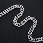 Row Bracelet Cuban Chain Double Row Full Rhinestone Hip Hop Cuban Chain Street Hipster Cuban Chain Bracelet Necklace