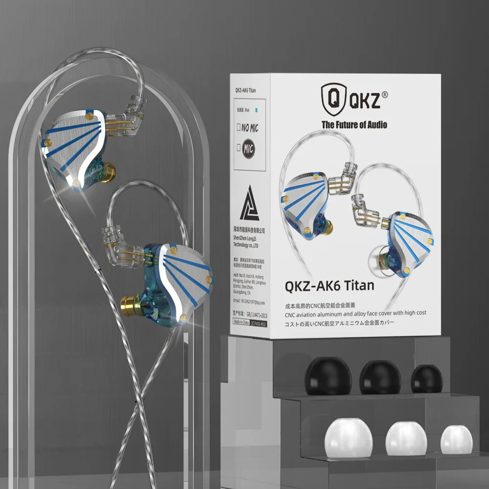 QKZ TITAN Metal HiFi Audiophile Earphones Heavy Bass in-ear in-line Control Mobile Phone Sports Headphones