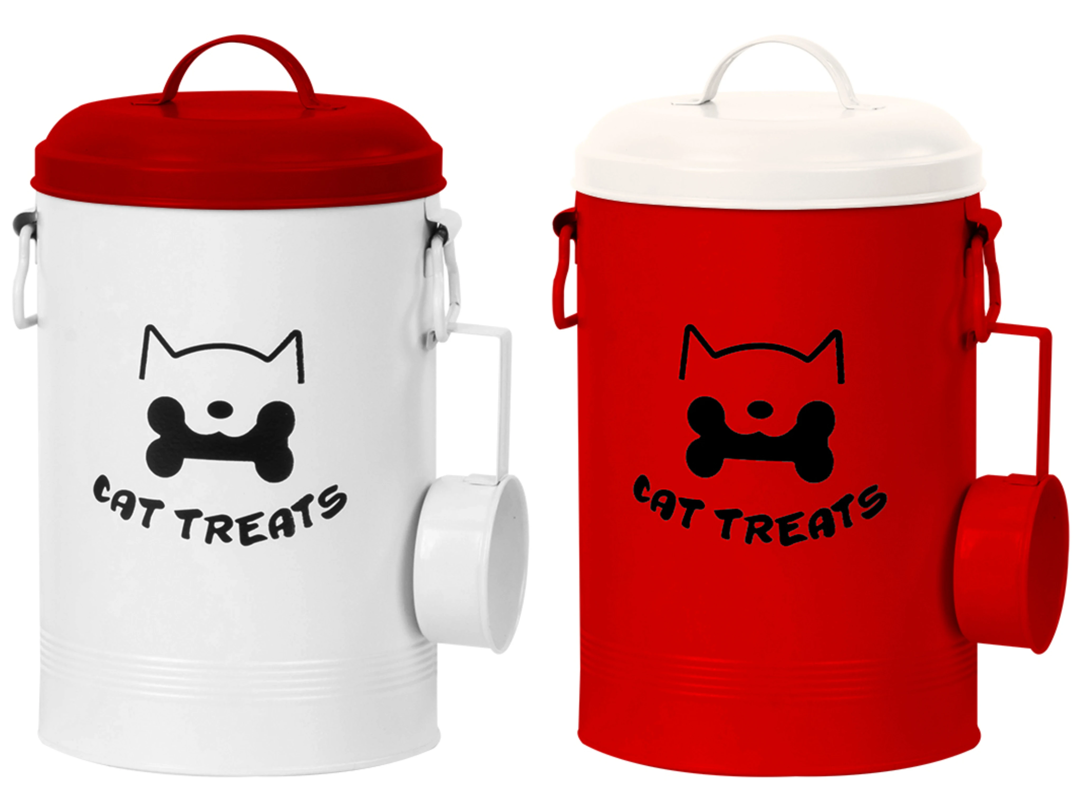 2023 New Arrival Christmas Gift Set Red and Green Color Airtight Cute Metal Pet Food Container for Dog and Cat