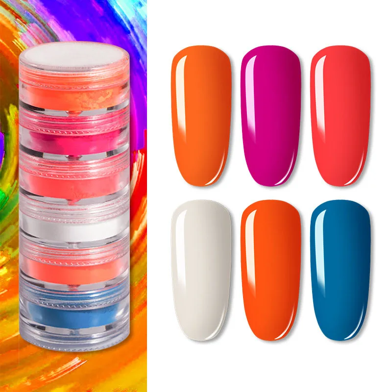 3Pcs Luminous Nail Acrylic Powder Dipping Powder Neon Pigment Dust