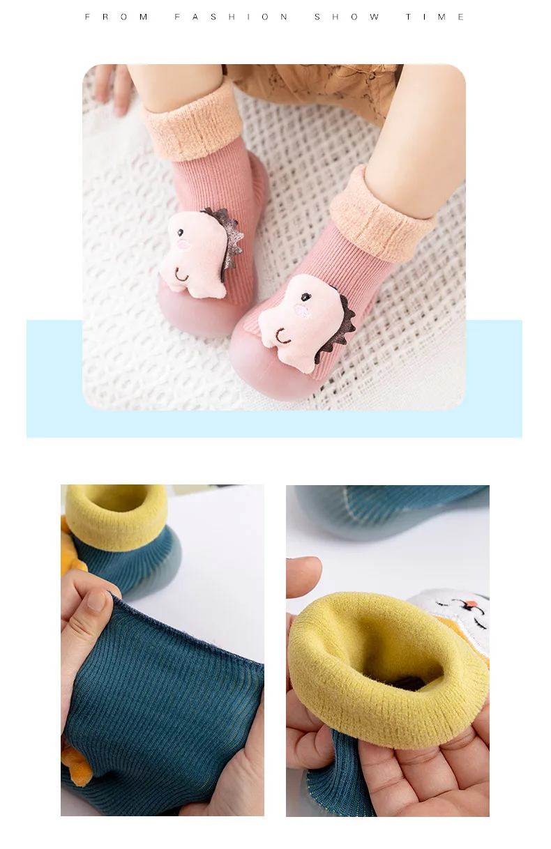 Baby toddler shoes non-slip soft-soled socks shoes cute cartoon doll winter kids floor socks supplier