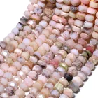 Loose Beads Natural Peruvian Pink Opal Faceted Rondelle Wheel Nugget Loose Beads Strand