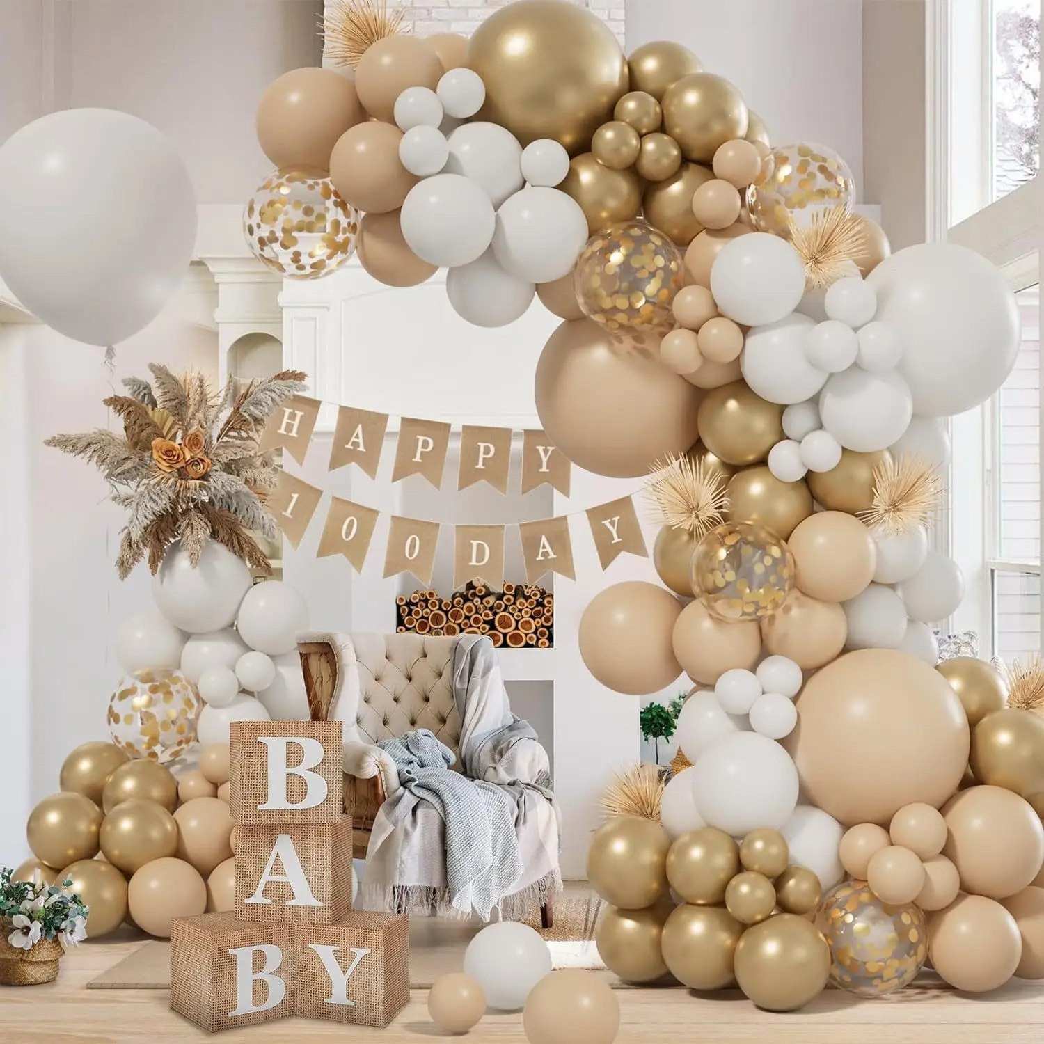 153pcs Retro Balloons Garland Skin White Sand Gold Balloon Arch Kit 18th Birthday PartyFestival Wedding Decoration Globos