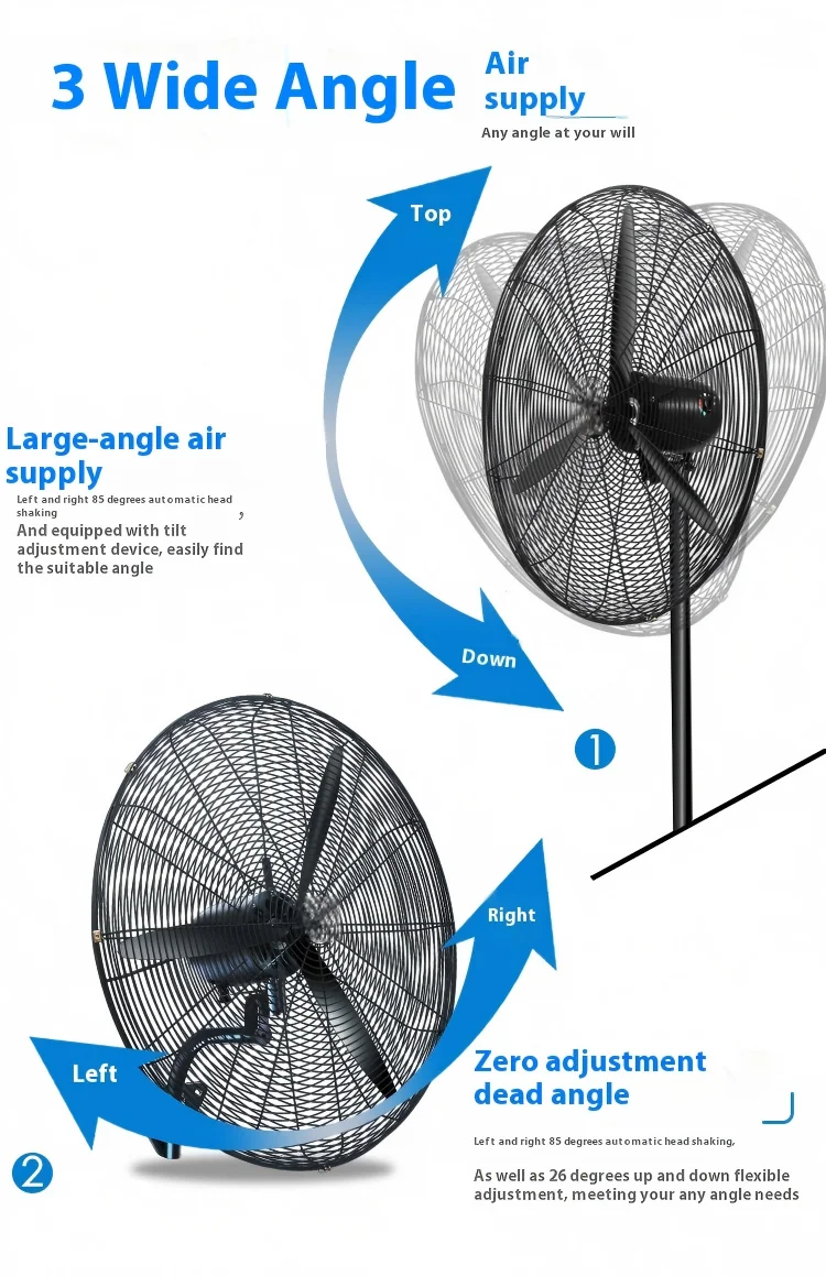 Oscillating Air Cooling Fan, Wall, Electric, Metal - detail 8