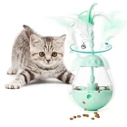 Toys Food 2021 Exotic Pet Toys Automatic Spinning Tumbler Food Dispenser Electric Interactive Cat Feather Toys