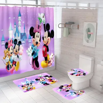 Fashion modern wholesale waterproof home goods game cute luxury anime designer bathroom mat sets with shower curtain and rugs