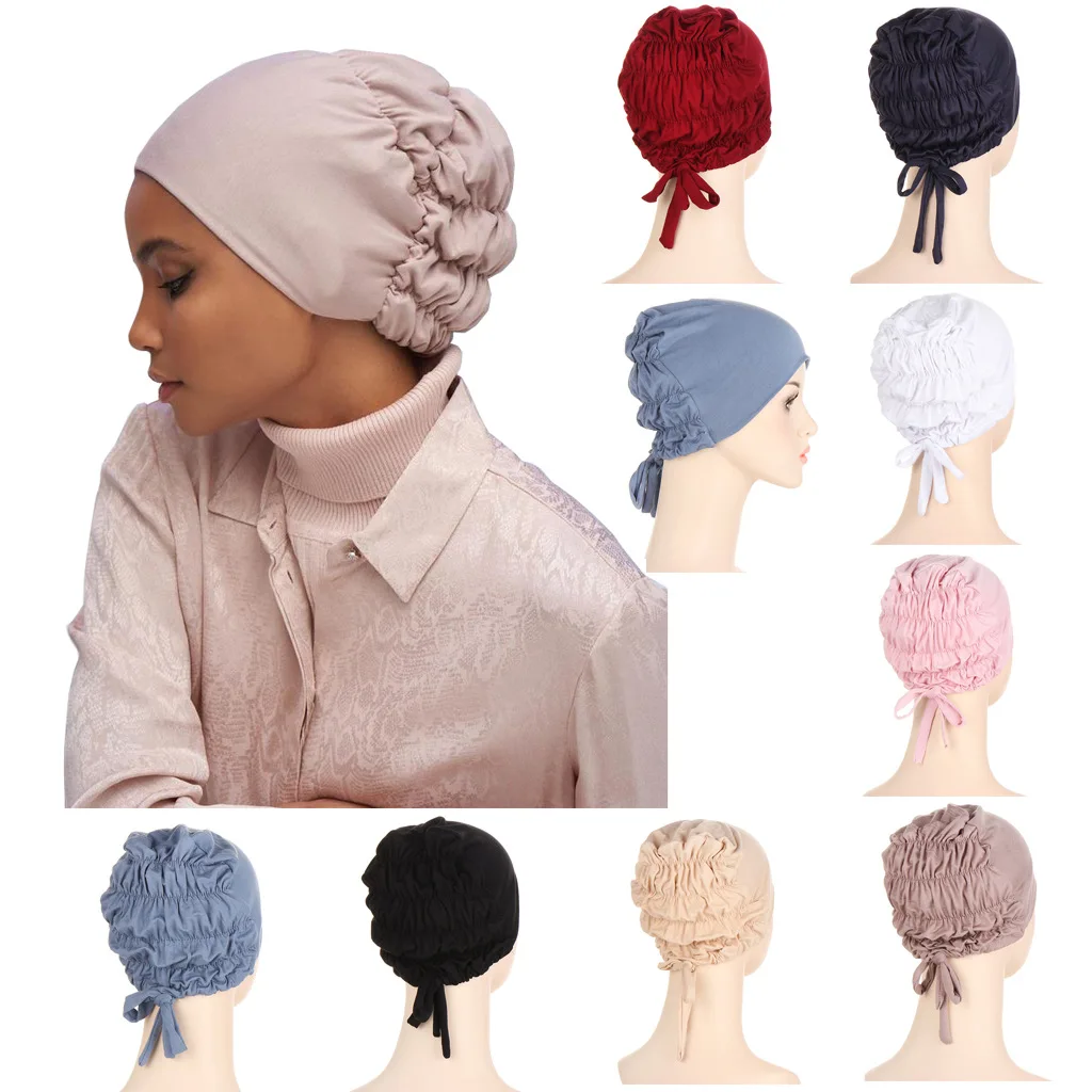Cotton Women Muslim Bandage Hijab Cap Islam Headwear Inner Hat Underscarf Bonnet