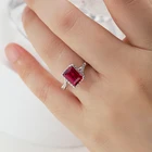 Ruby Rings LIFE LOVE Custom Jewelries Engagement Gift Wedding Jewelry Emerald Cut Ruby Gemstone Rings
