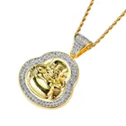 Crystal Pendant Maitreya Micro Pave Crystal CZ Real Gold Plated Buddha Pendant Necklace
