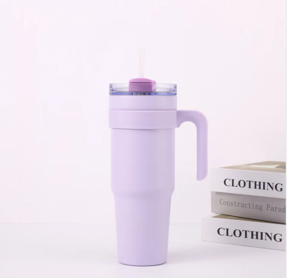 2024 vacuum metal cup stainless travel mug 40oz insulated handle tumbler with lids and straw