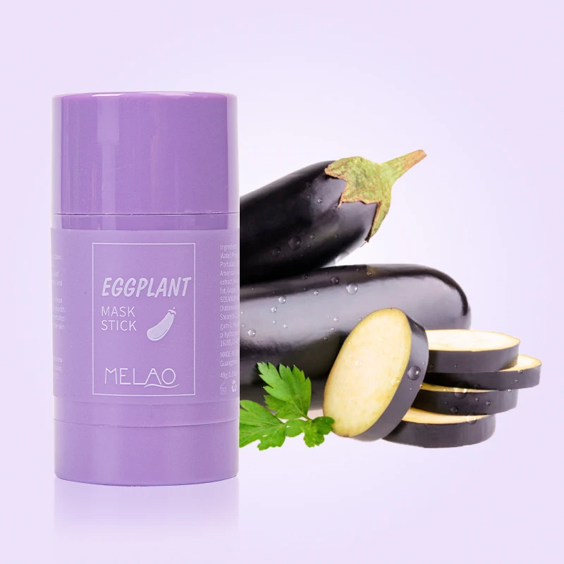 Custom Logo Eggplant Scented Facial Oil Control Moisturizing Hydrating Skin Rotating Clay Mask Stick