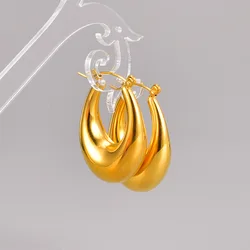 Round Face Thin Water Drop Hollow Titanium Steel  Croissant Earrings