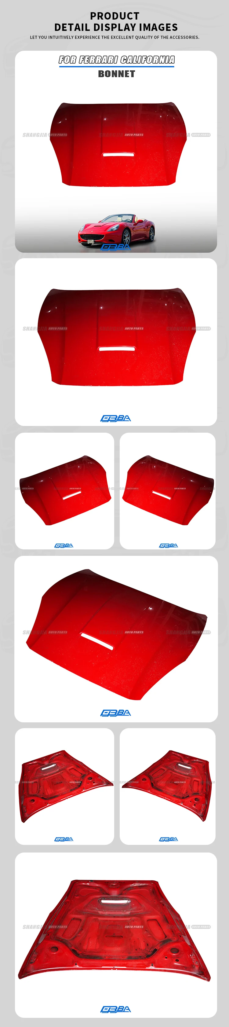 product best selling wholesale aluminium alloy hood for ferrari california easy installation car engine cover auto parts 69802911 bonnet-1
