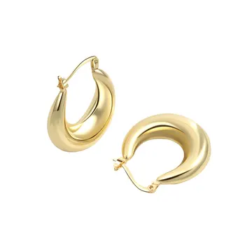 Wholesale chunky hoop earrings brass earrings gold plated fashion gold plated jewelry fashion jewelry earrings for women