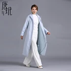 Long Coat Ladies Long The Best-selling Sky Blue/white Casual Long Coat Ladies Silk All-match Coat