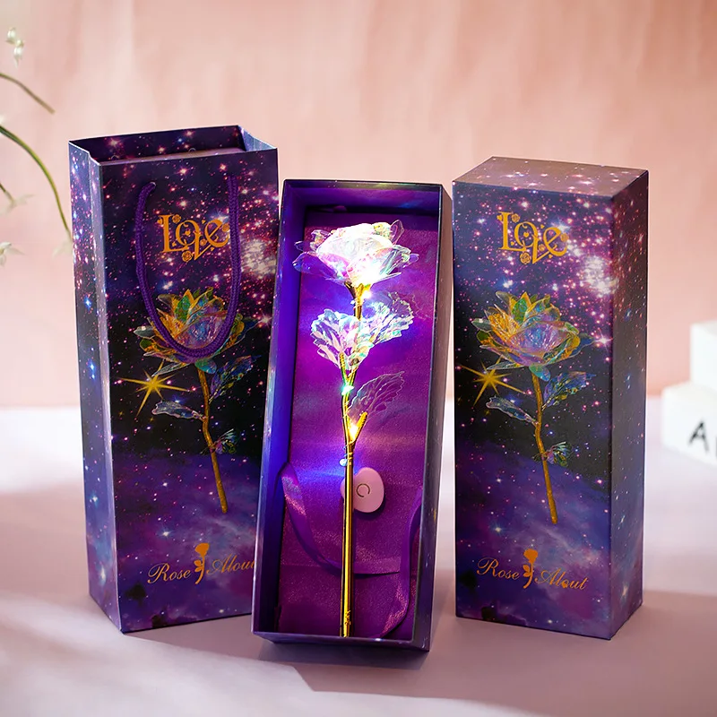 Mother's Day 24K Gold Foil Rose Flower LED Luminous Galaxy Valentine's Day Gifts 