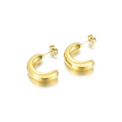 Popular Gold Plated Stainless Steel C Shape Funky Earrings