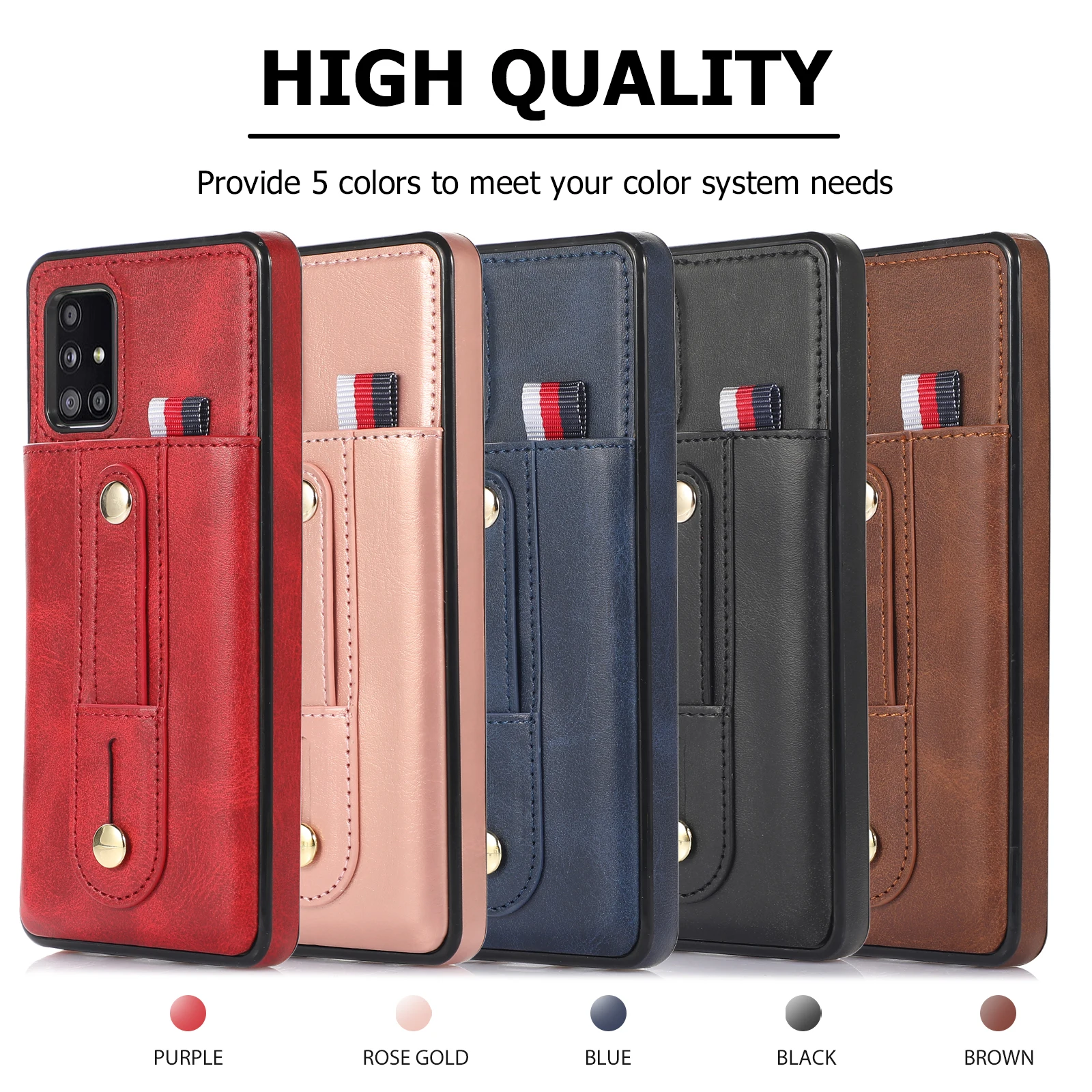 Luxury wallet leather phone cover case with card slot chain for samsung galaxy a71 5g