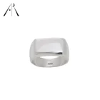 Silver 925 Sterling Silver Man Women Platinum Plated Square Large Wide Rings Simple Design Ring