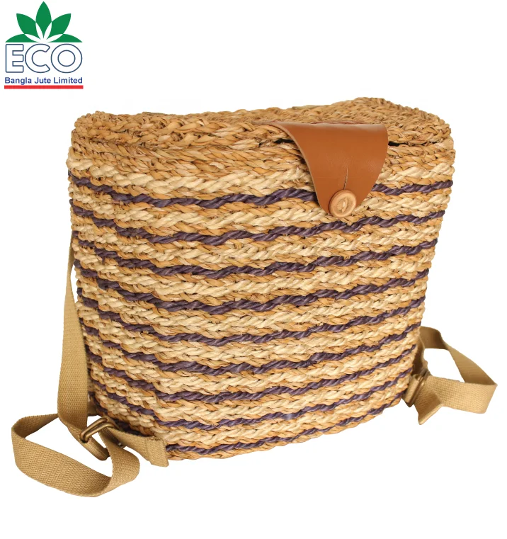seagrass rope storage container basket weaving rattan picnic bag