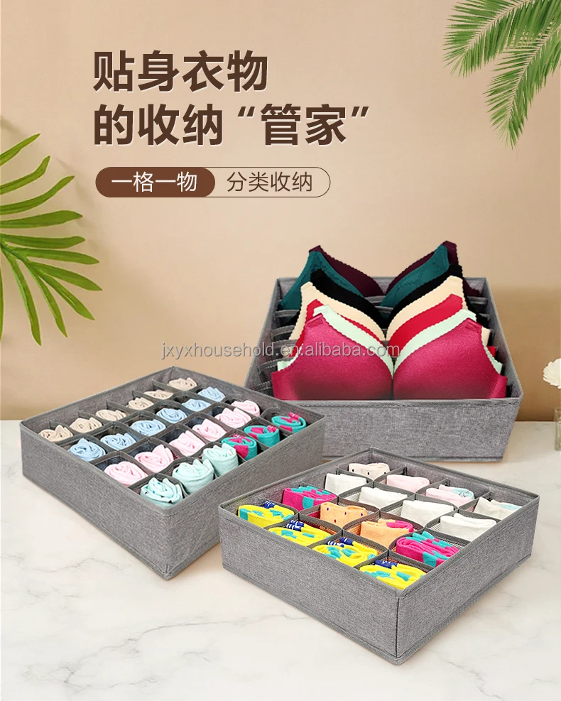 Wholesale 3Pcs Custom Foldable Socks Separated Organizer Box Underwear Storage Boxes High Quality Storage Organizer Box