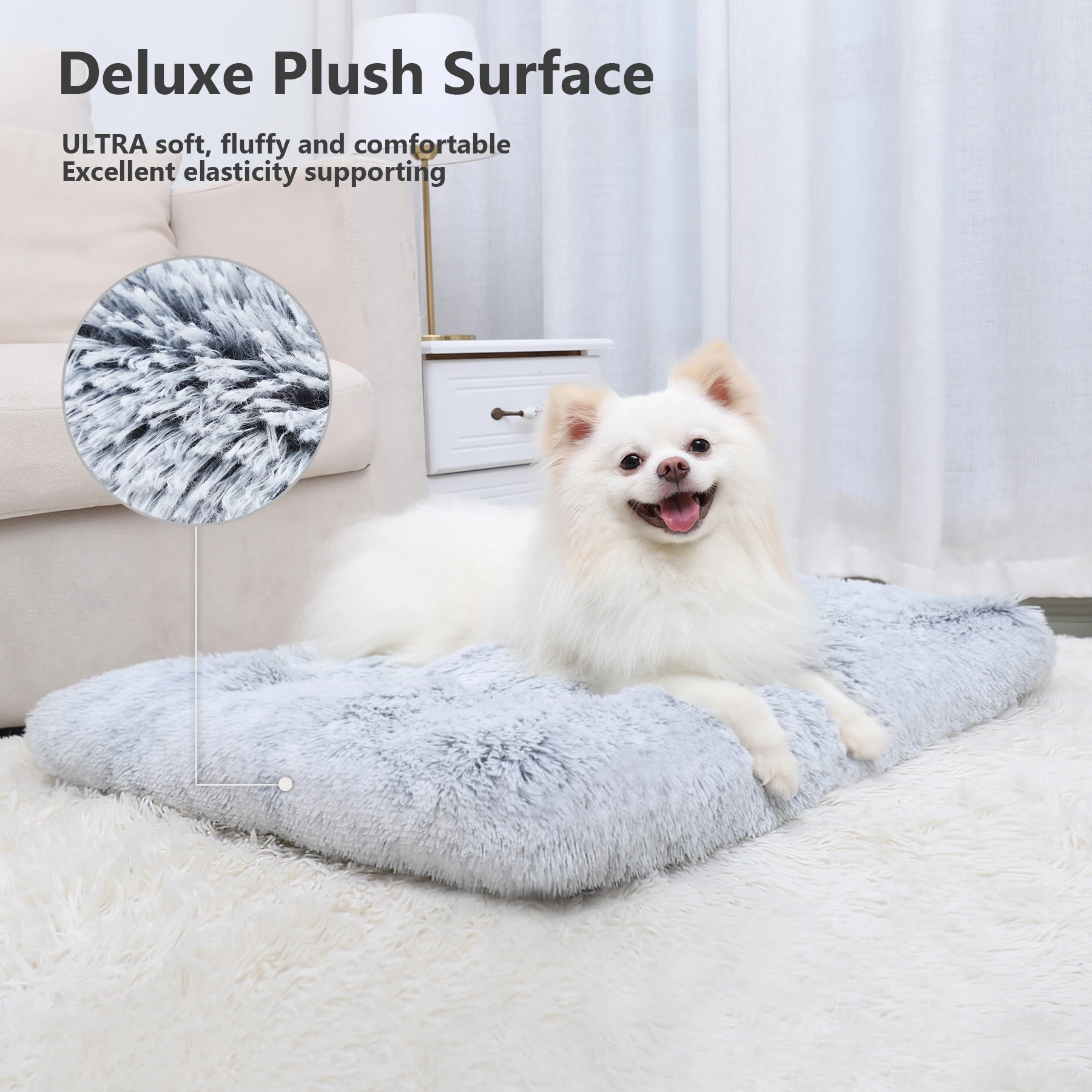 product luxury plush faux fur pet cushion bed soft solid pattern design for dogs and cats-50