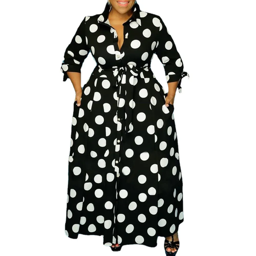 Polka Dot Print Dress Shirts Women 