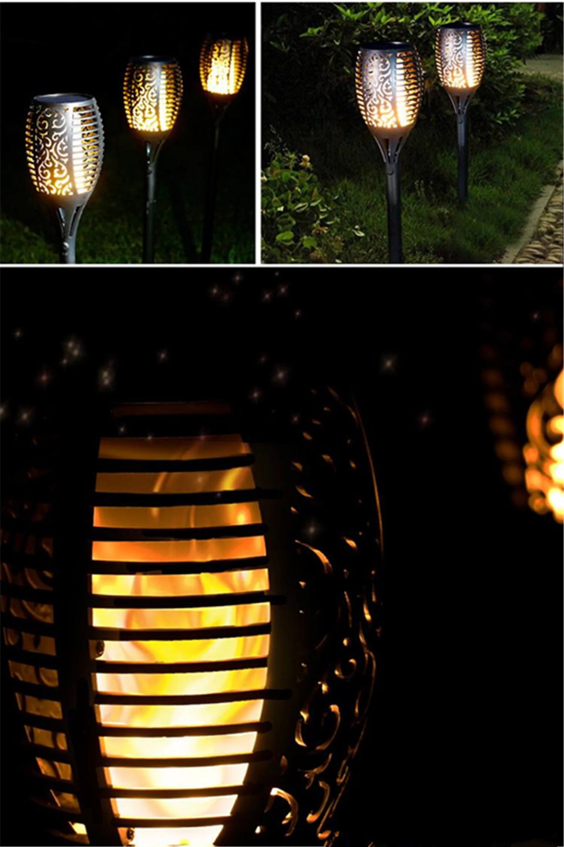 Outdoor Waterproof 96 LED Dancing Landscape Decoration Solar Flickering Flame Garden Light Solar Flame Torch