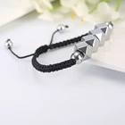 Beads Bead Bracelet Natural Hematite 8 Sides Beads Black Bead DIY Hand Woven Adjustable Punk Bracelet