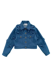 Girls Jean Jacket Classic Long Sleeve Cute Denim Jacket for Toddler Kids